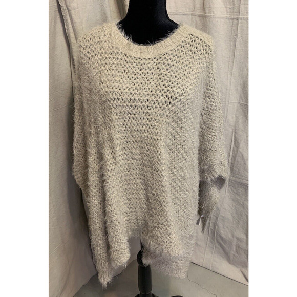 DK NYC Womens Chunky Knit Poncho Womens XS Nylon Blend Pullover Sweater Shawl - Picture 3 of 10
